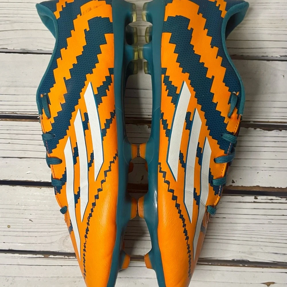 CLEAN Size‎ 11 - adidas Messi 10.3 FG Orange Teal Football Soccer Cleats Male